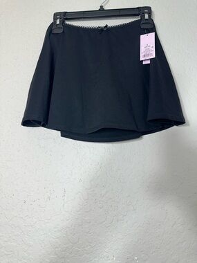 wild fable Black Flared Mini Skirt with Bow Trim